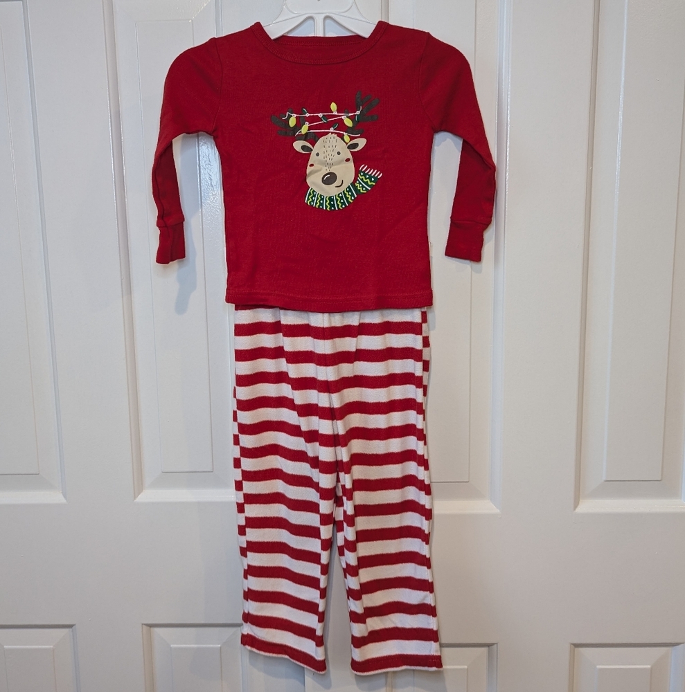 Cat And Jack Unisex Pajamas Holiday Reindeer Christmas Size 2T  2 Piece